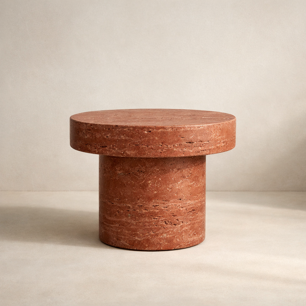 Red travertine table